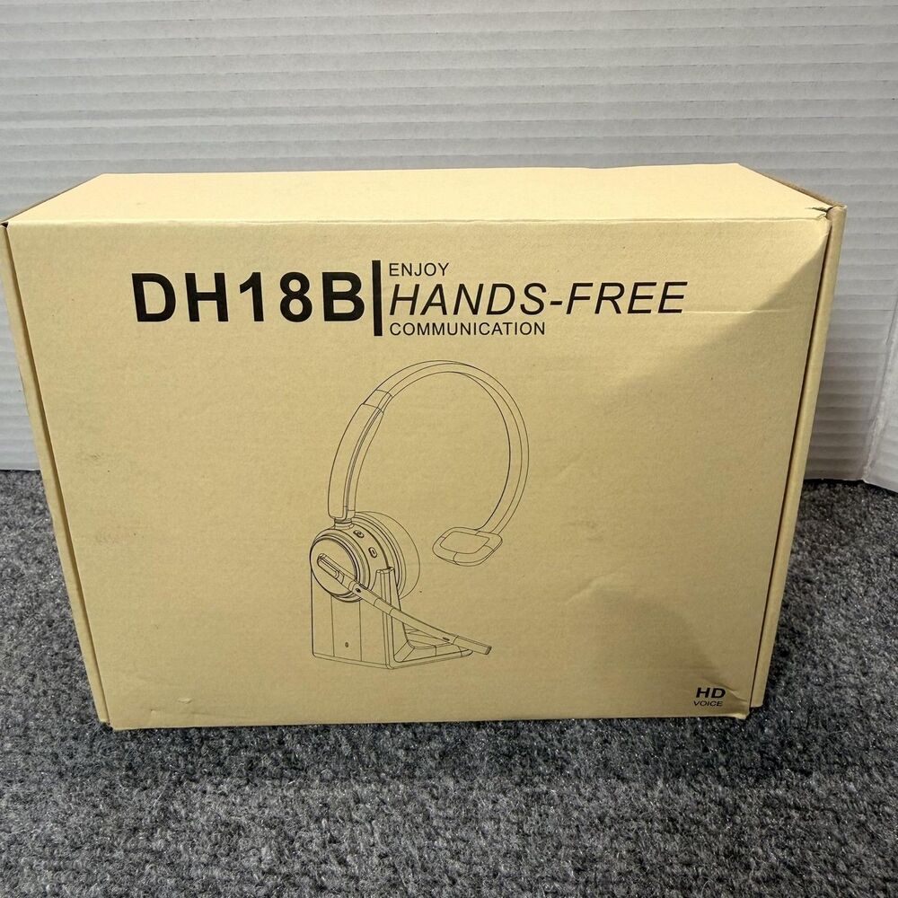 Angteela DH18B Wireless Headset Black Bluetooth USB-C Charging Base Mic